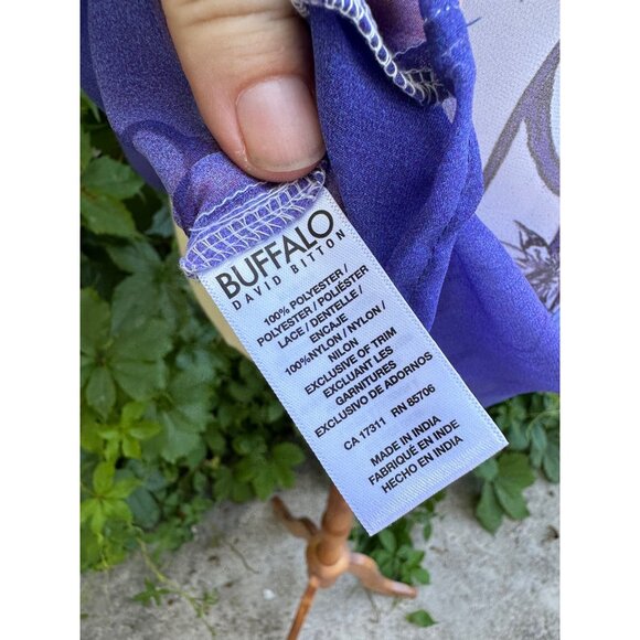 Buffalo David Bitton Surfcore Sheer Racerback Tank Top Purple floral NWT Sz M - Picture 7 of 8